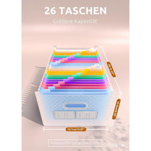 Akkordeon-Aktenordner 26 Fächer Tragbar Erweiterbar A4 Blau