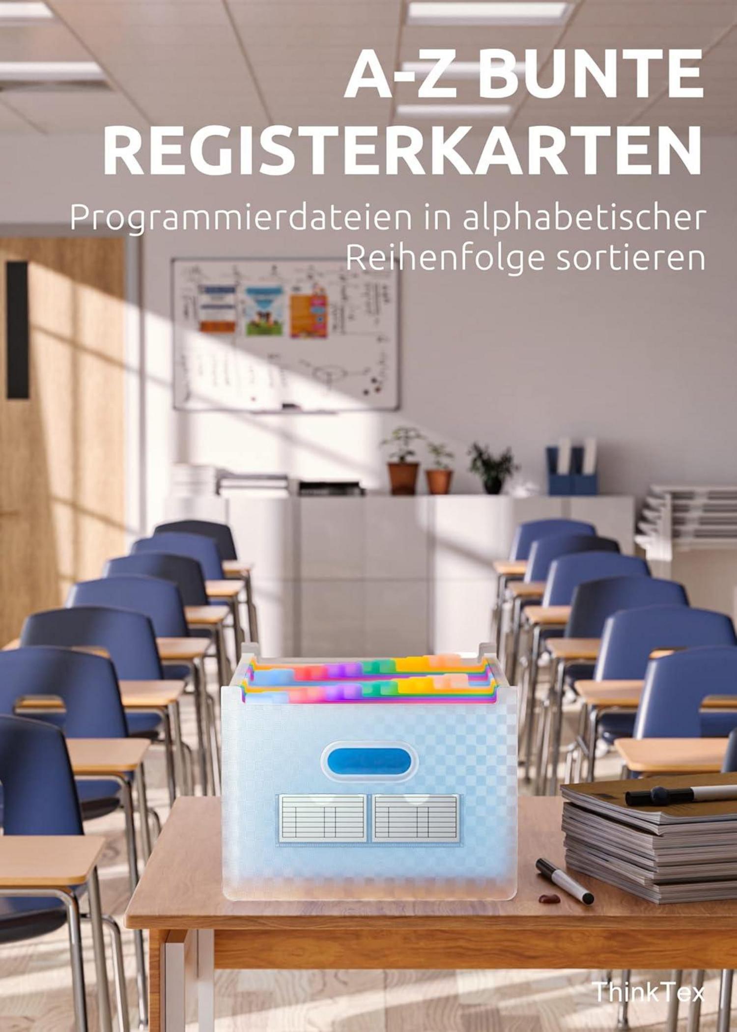 Akkordeon-Aktenordner 26 Fächer Erweiterbar Tragbar Blau A4
