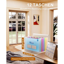Erweiterbarer Aktenordner mit 12 Fächern und bunten