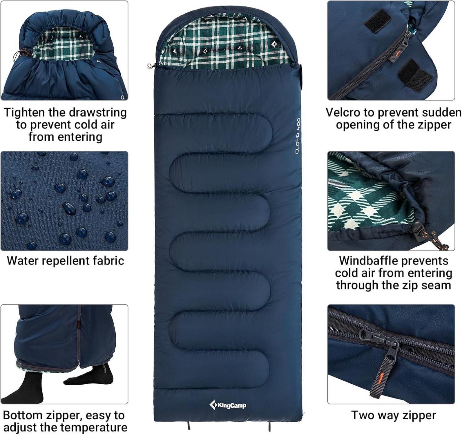 Outdoor Deckenschlafsack 3-4 Jahreszeiten Camping 300g/400g Füllung