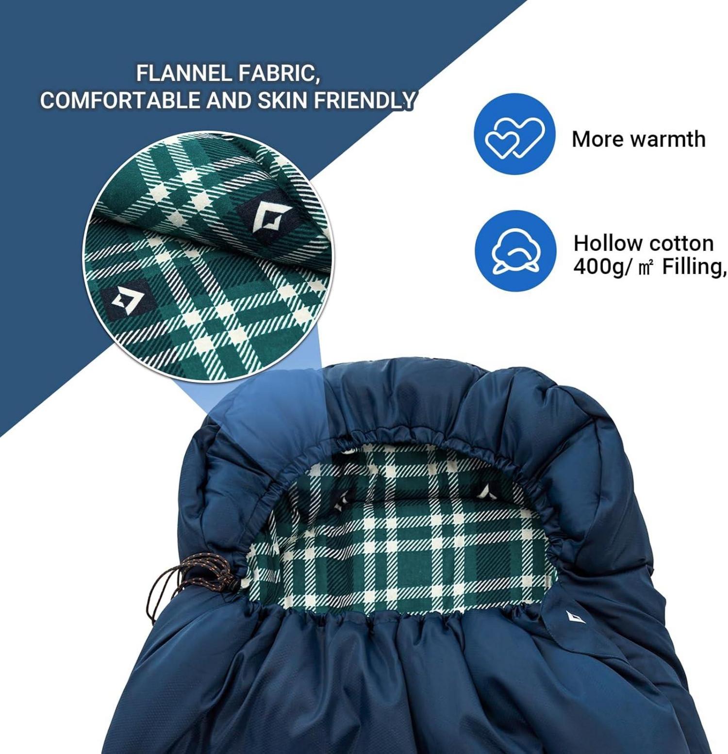 KingCamp Deckenschlafsack 3-4 Jahreszeiten Outdoor Camping Schlafsack 300g Füllung