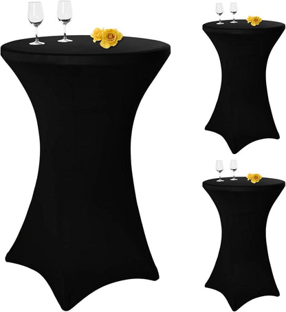 3er-Set Schwarz Stretch Stehtisch Husse Bistrotisch 80-85 cm