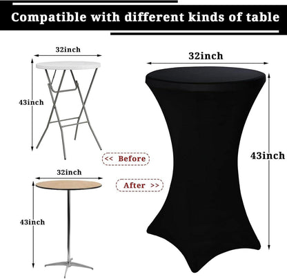 3er-Set Schwarz Stretch Stehtisch Husse Bistrotisch 80-85 cm