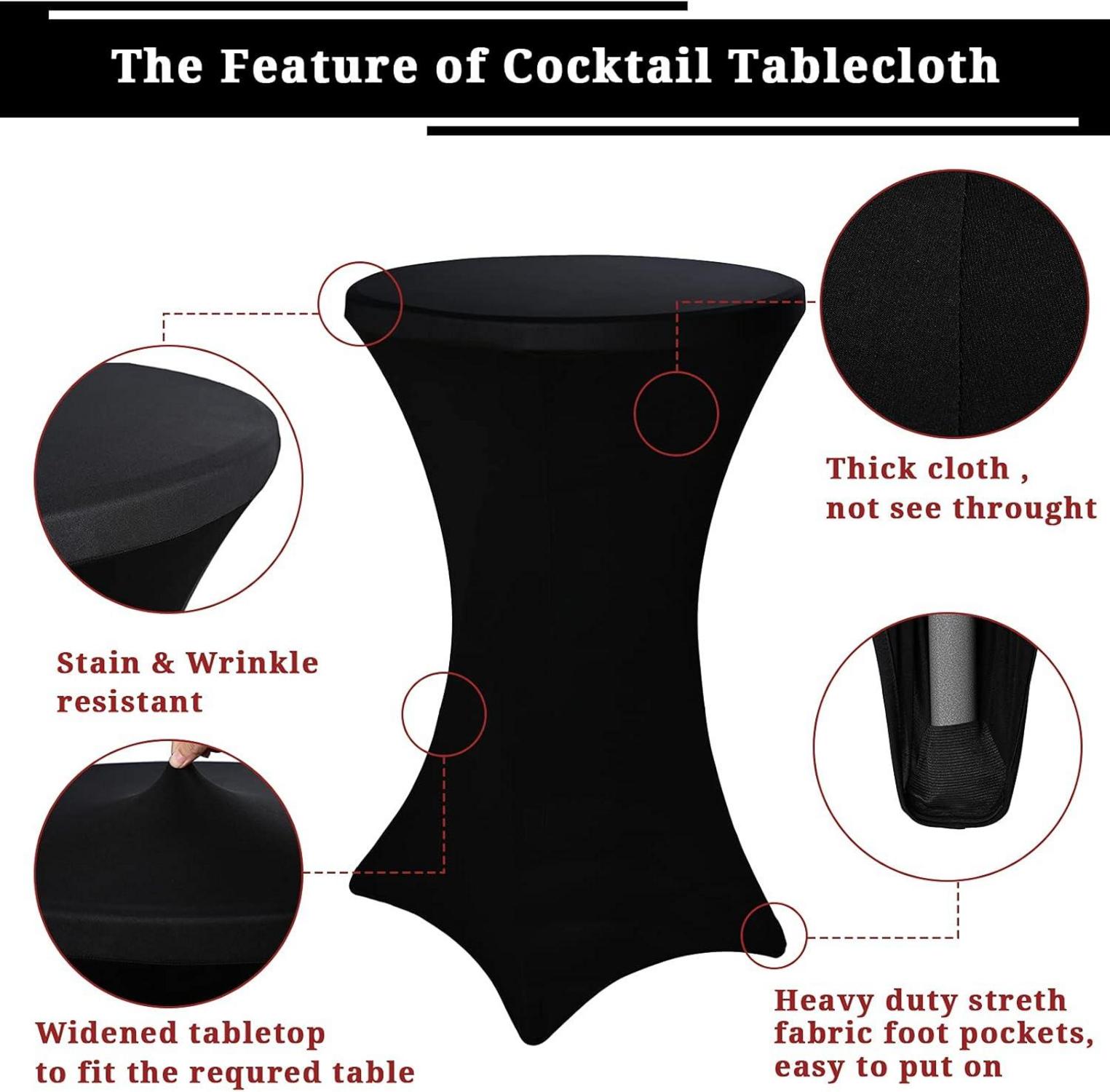 3er-Set Stretch Husse für Bistrotisch Ø 80-85 cm - Schwarz
