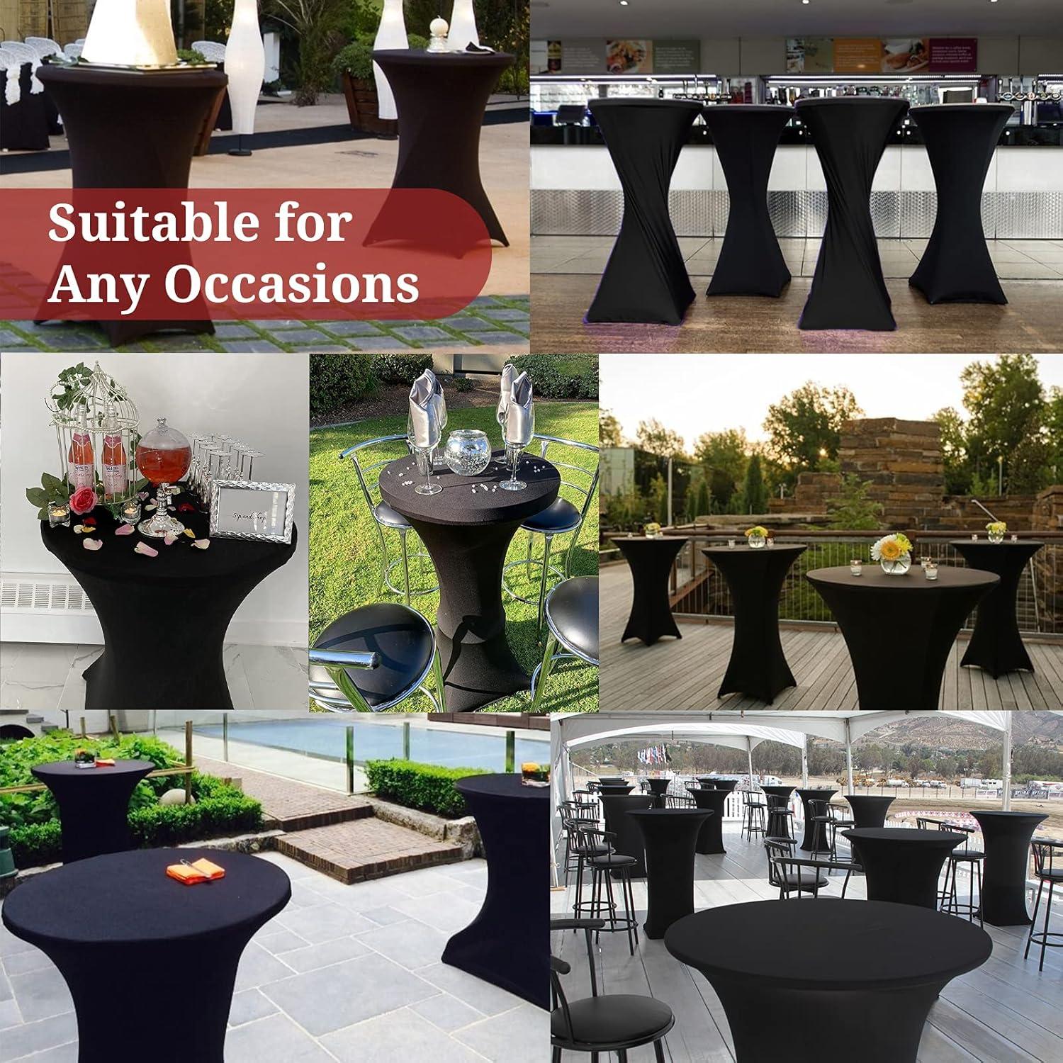 3er-Set Stretch Husse für Bistrotisch Ø 80-85 cm - Schwarz