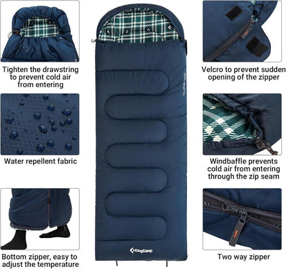 Outdoor Deckenschlafsack 3-4 Jahreszeiten Camping 400g Füllung