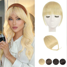 Echthaar Clip-in Pony Hellblond Französischer Pony Bleichblond