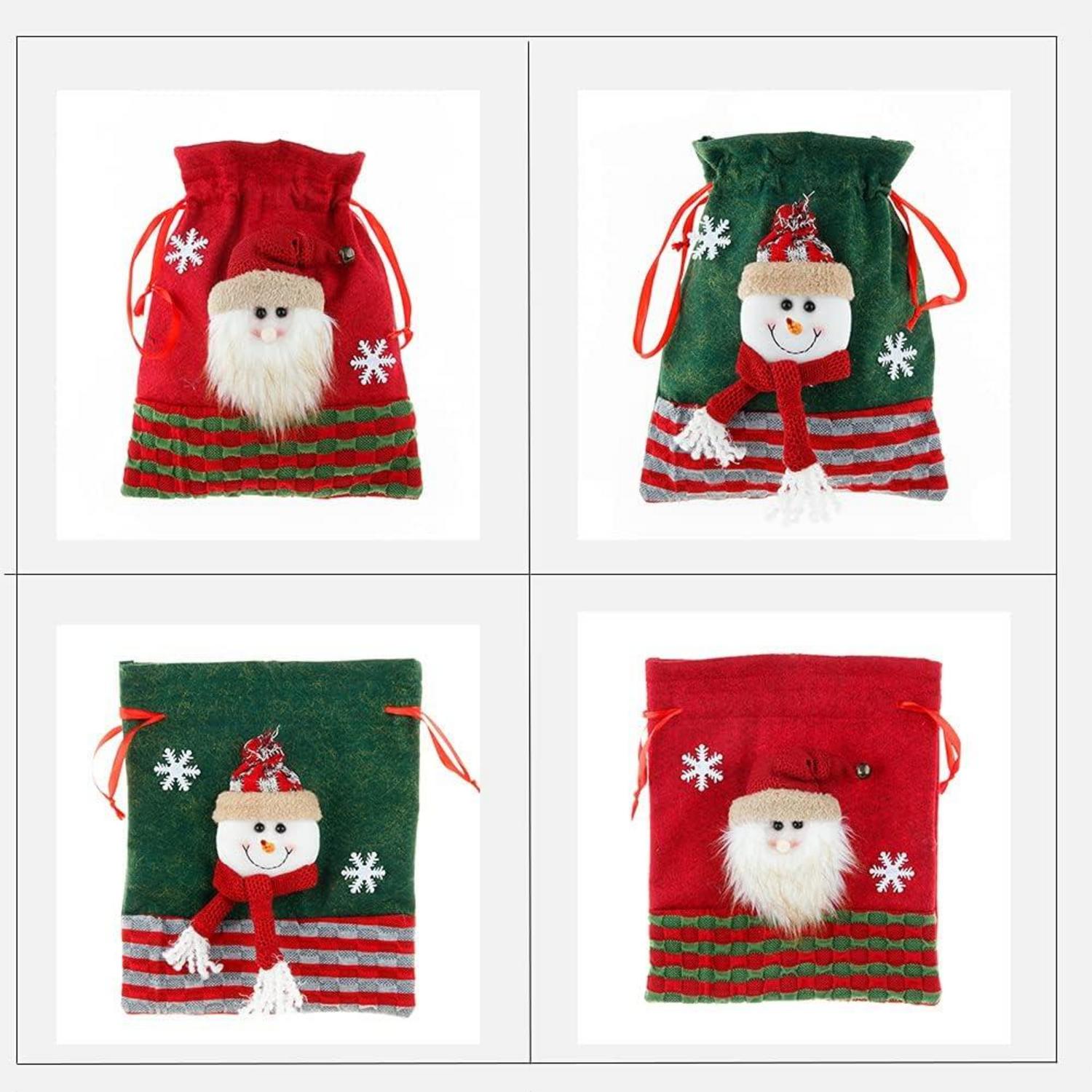 YULOONG Große Weihnachtsstrümpfe Set Weihnachtsmann Schneemann Hirsch Dekoration