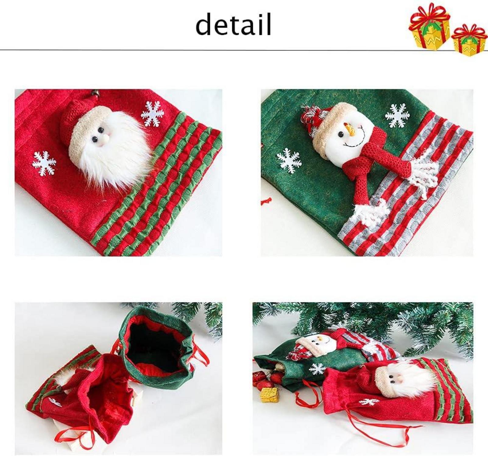 YULOONG Große Weihnachtsstrümpfe Set Weihnachtsmann Schneemann Hirsch Dekoration