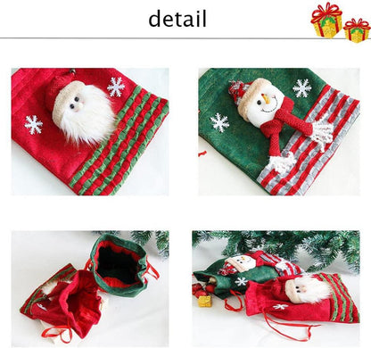 YULOONG Große Weihnachtsstrümpfe Set Weihnachtsmann Schneemann Hirsch Dekoration