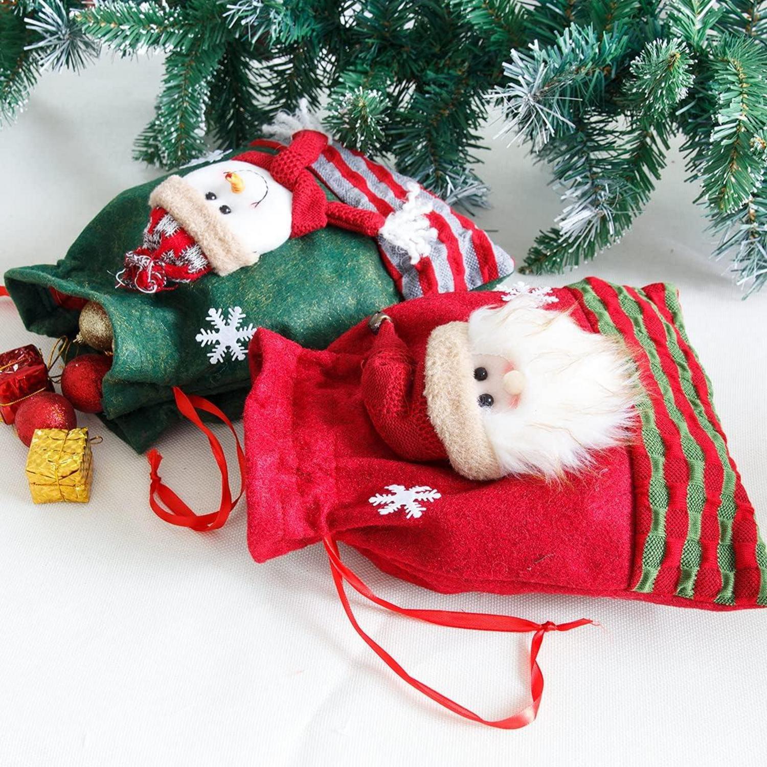 YULOONG Weihnachtsstrümpfe Set Weihnachtsmann Schneemann Hirsch Deko Kamin Ornamente