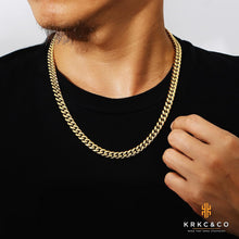 KRKC&CO Armband Herren Edelstahl Panzerkette 18K Gold Cuban