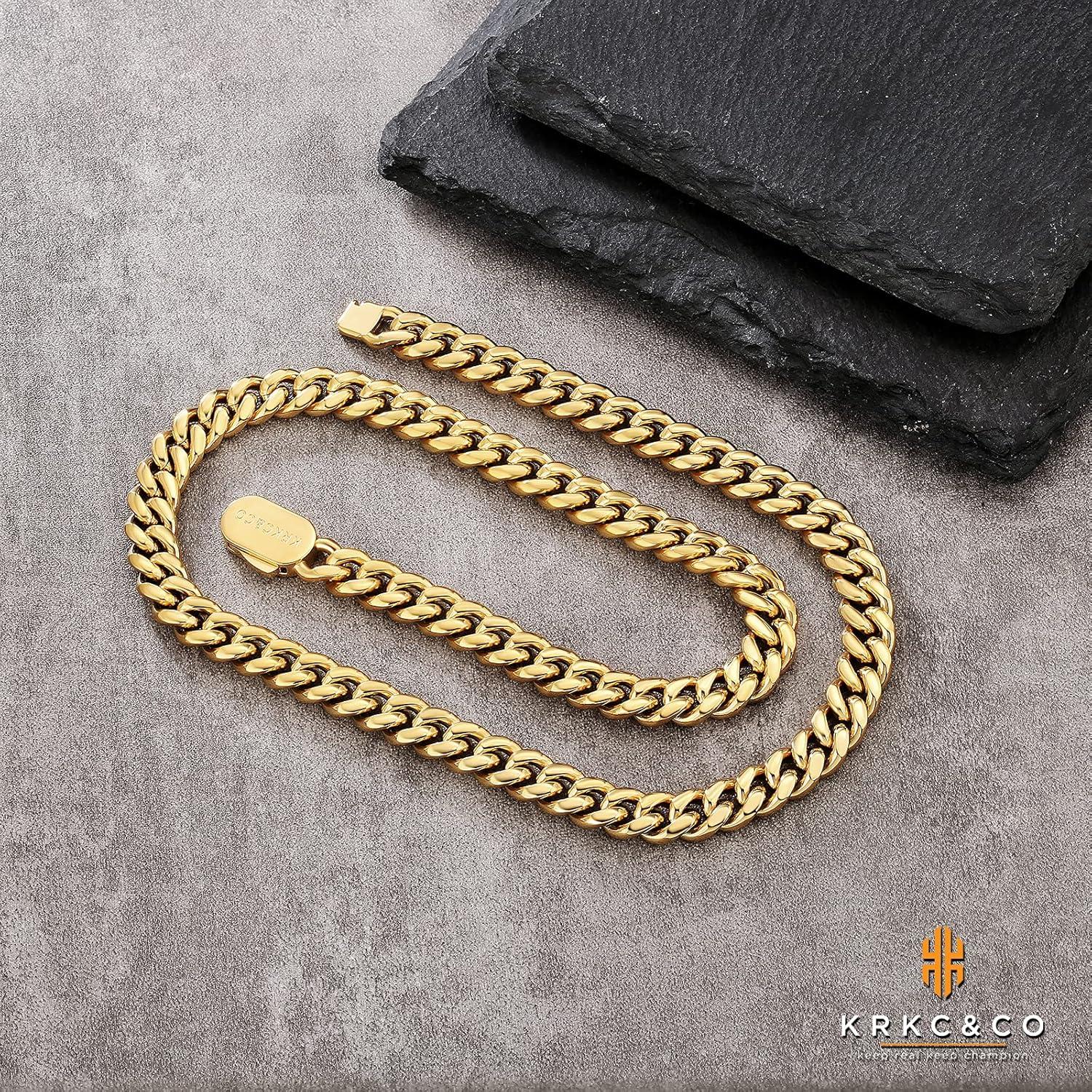 Herren Panzerkette Armband Edelstahl 8mm Gold Cuban Link Chain