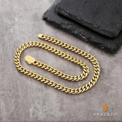Herren Panzerkette Armband Edelstahl 8mm Gold Cuban Link Chain