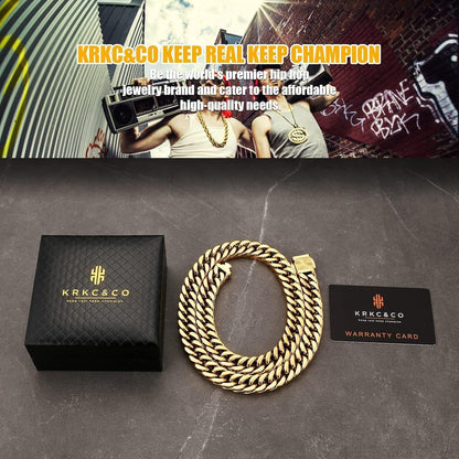KRKC&CO 14mm Goldkette Herren Panzerkette 18K Cuban Link
