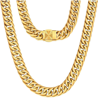 Panzerkette Armband Herren Edelstahl 18K Gold Cuban Link
