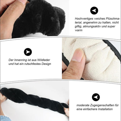 3er Set Auto Lenkradhülle Plüsch Winter Schwarz