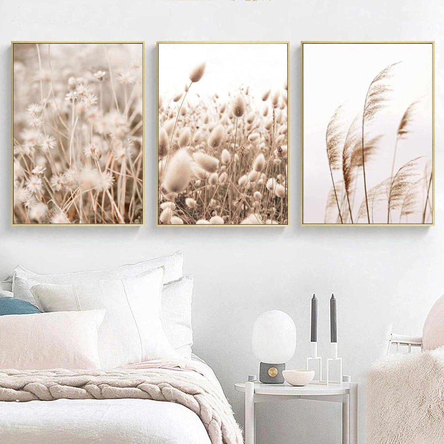 Poster Set Beige Pampas Wandbilder, Modern Wohnzimmer Schlafzimmer