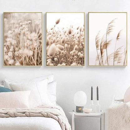 Poster Set Beige Pampas Wandbilder, Modern Wohnzimmer Schlafzimmer