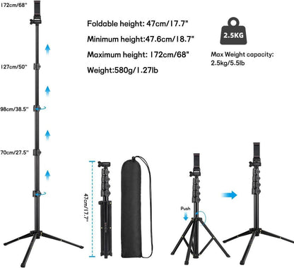 Handy Stativ Ständer 172cm Smartphone Tripod Selfie Stick Fernauslöser