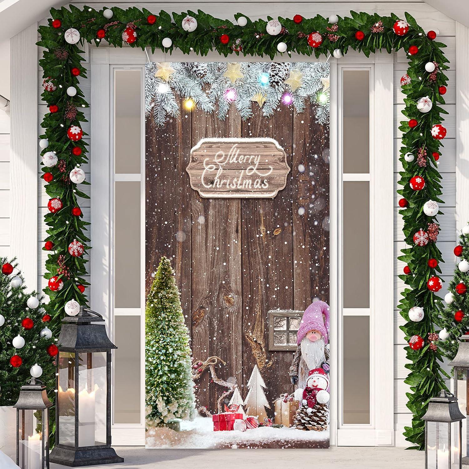 Weihnachten Tür Dekoration Stoff Glitzer Holz Requisiten Schneeflocke Schneemann-Stil