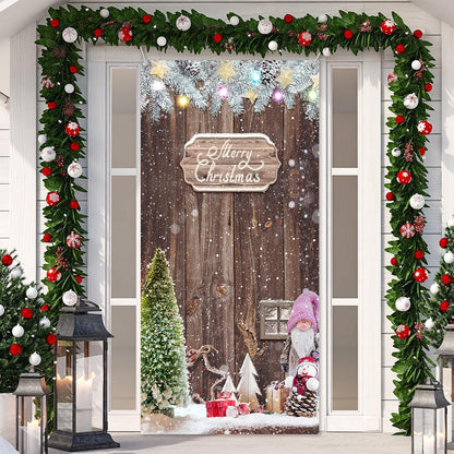 Weihnachten Tür Dekoration Stoff Glitzer Holz Requisiten Schneeflocke Schneemann-Stil