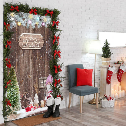 Weihnachten Tür Dekoration Merry Christmas Stoff Schneeflocke Holz