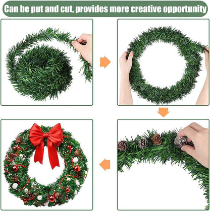 32m Weihnachtsgirlande Dekoration grüne Piniengirlande für Indoor Outdoor festliche Deko