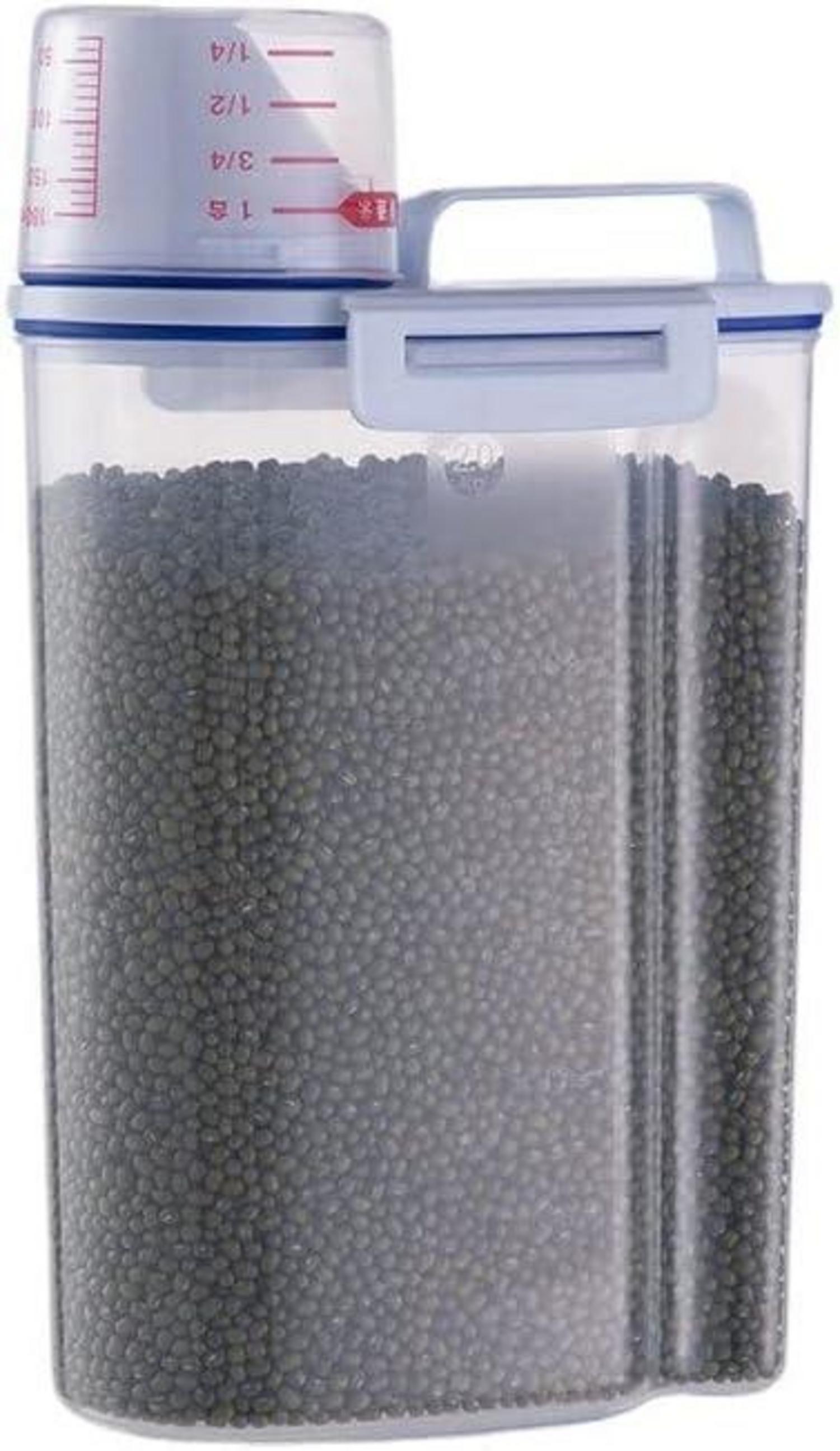 Transparenter Vorratsbehälter mit Deckel und Messbecher