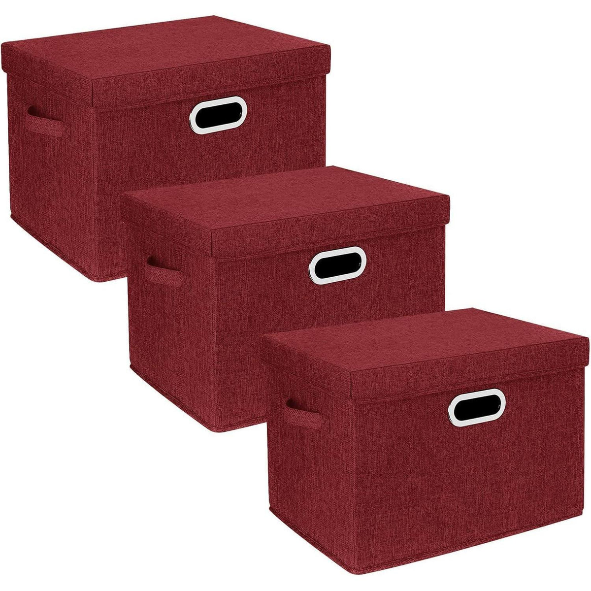 Aufbewahrungsbox mit Deckel, faltbar, waschbar, 3er-Set, Rotwein