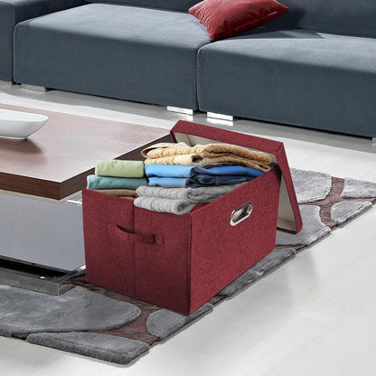Aufbewahrungsbox mit Deckel, faltbar, waschbar, 3er-Set, Rotwein