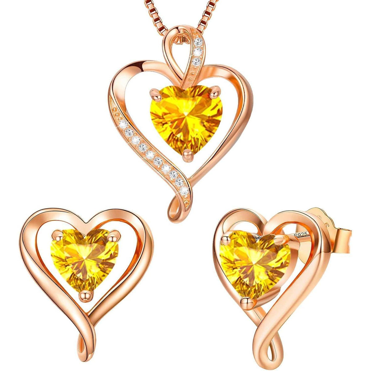 Silber Herz Schmuckset für Damen – Halskette & Ohrringe
