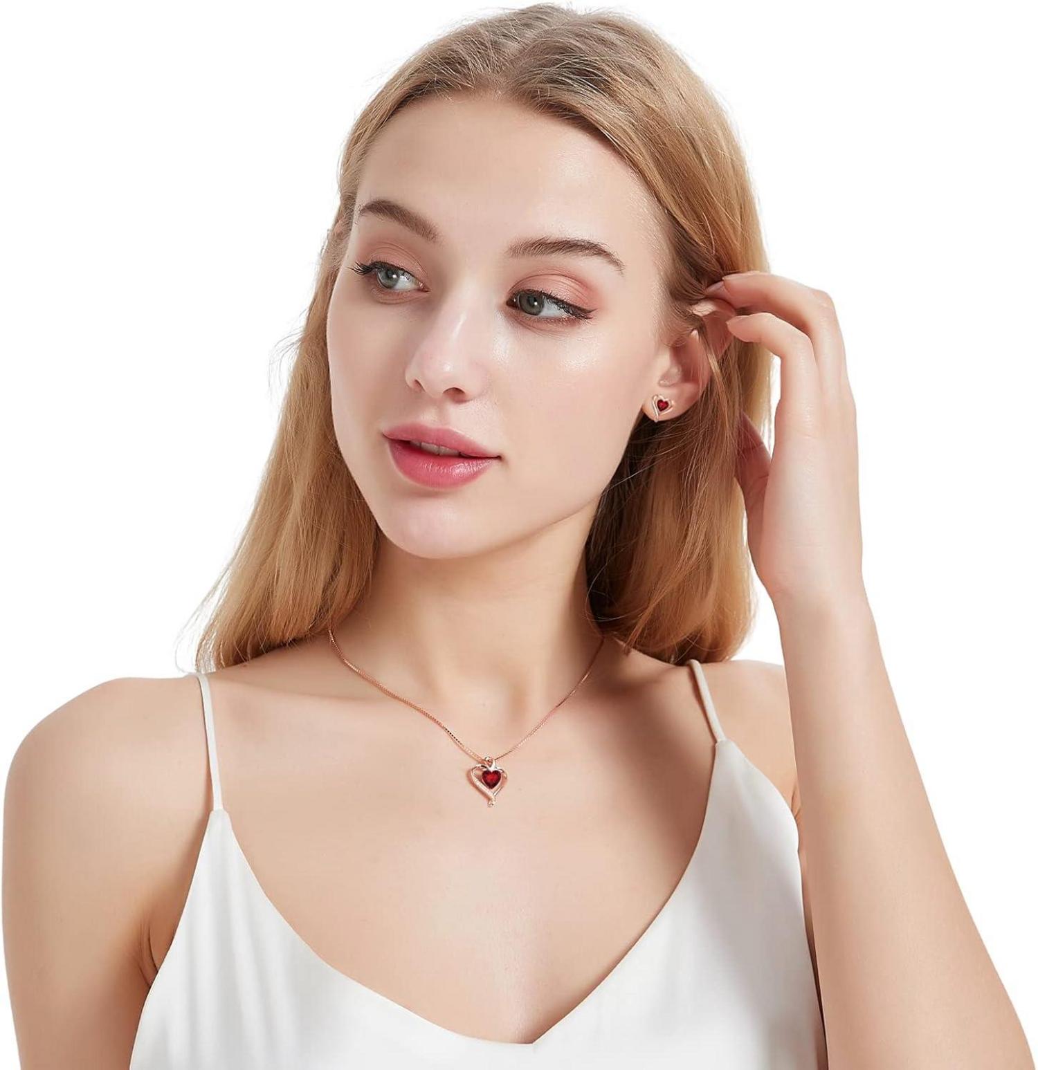 LAVUMO Damen 925 Silber Herz Zirkonia Schmuckset - Geschenke für Frauen, Freundin, Mutter, Valentinstag, Weihnachten