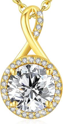 Ewige Liebe Zirkonia Damen Halskette 925er Silber Gold-Rose
