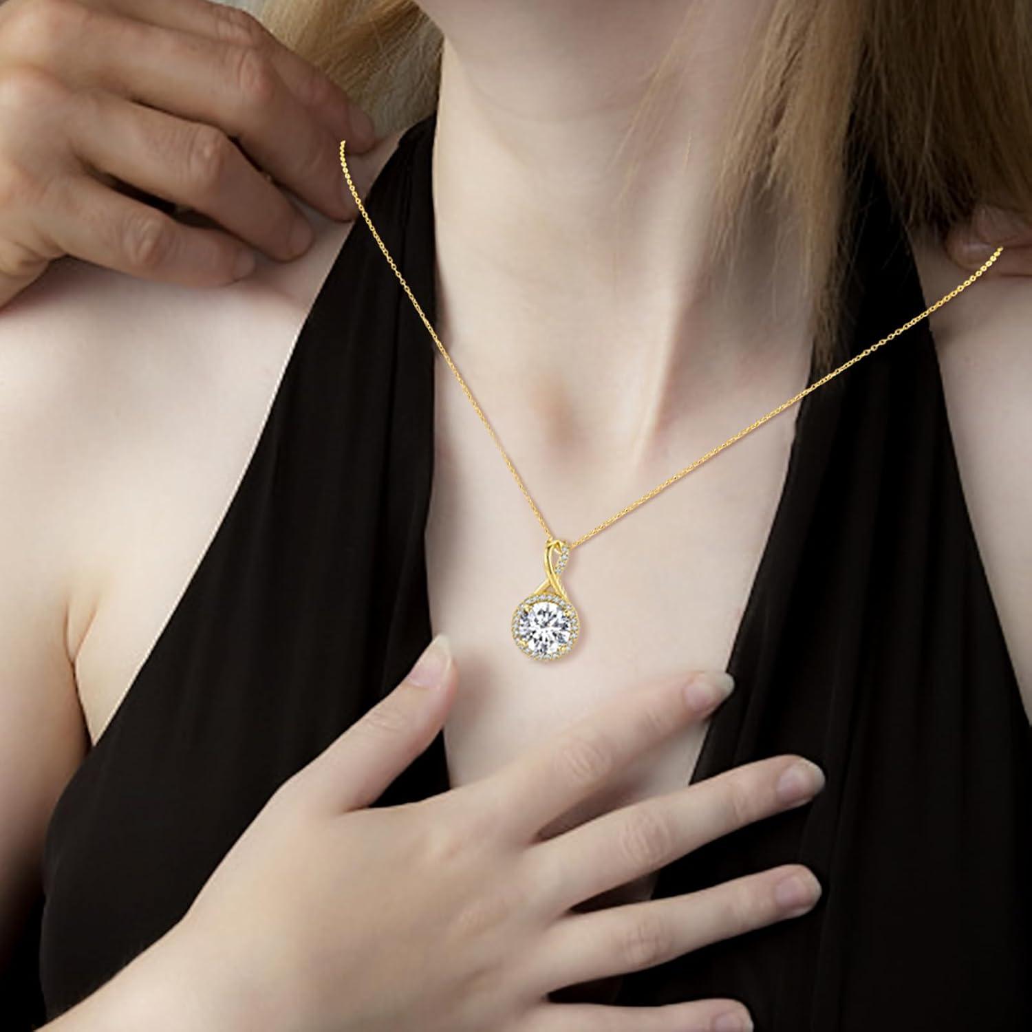 Ewige Liebe Zirkonia Damen Halskette 925er Silber Gold-Rose
