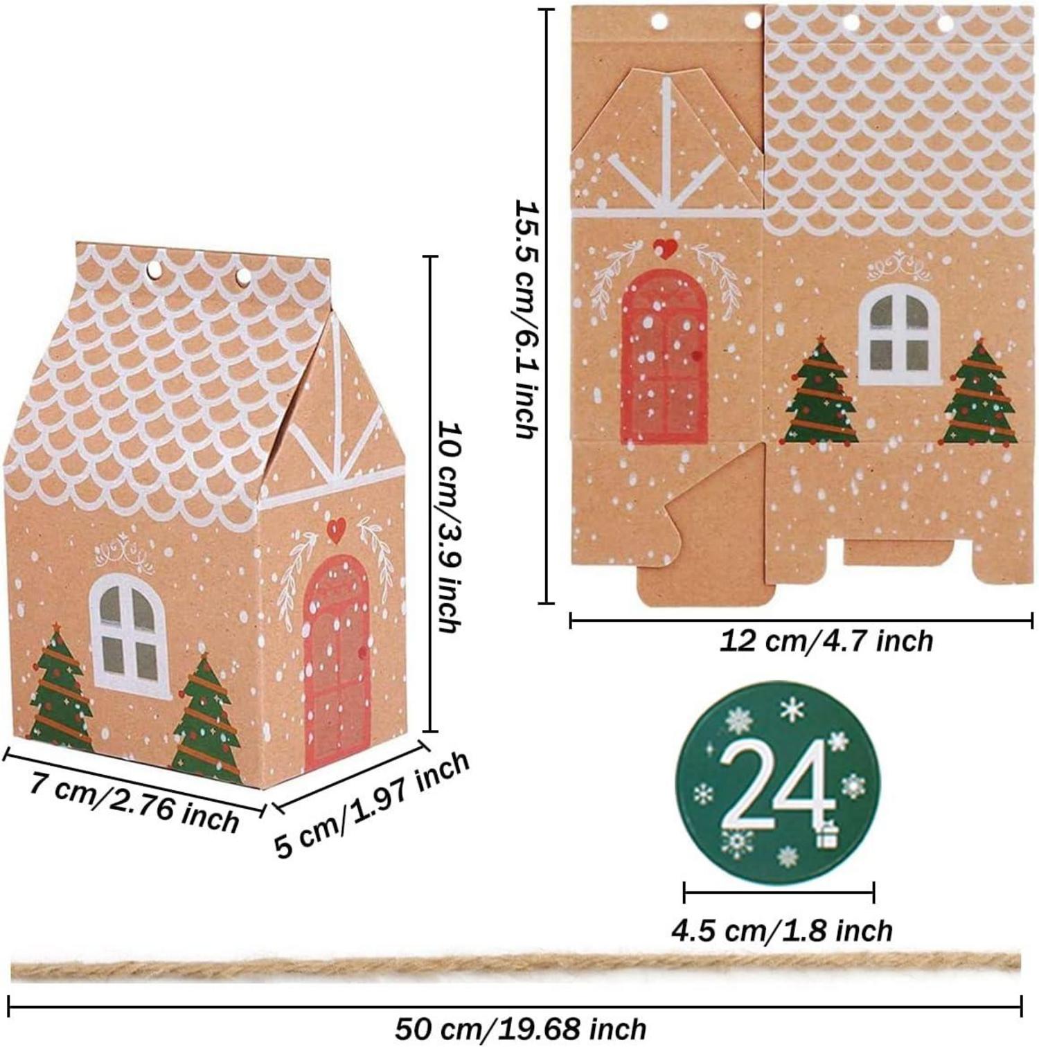 24 Adventskalender zum Befüllen, faltbares Haus Weihnachten DIY