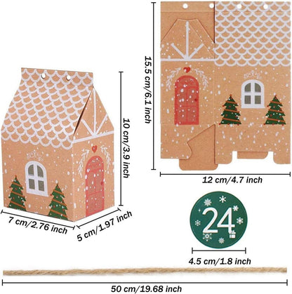 24 Adventskalender zum Befüllen, faltbares Haus Weihnachten DIY