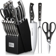 Messerblock Messerset 16-TLG Holzgriff Kochmesser Schwarz