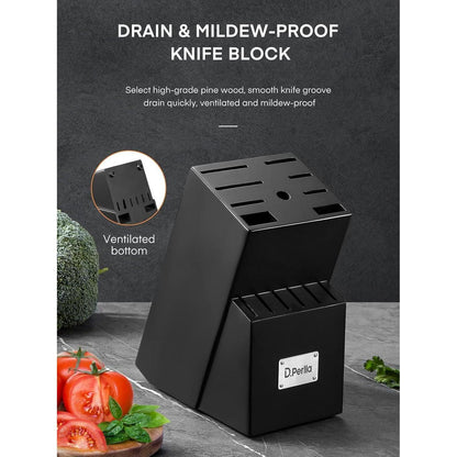 Messerblock Messerset 16-TLG Holzgriff Kochmesser Schwarz