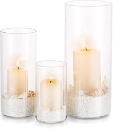 Dekoratives Glas Kerzenhalter Set für Stumpen- & Teelichtkerzen