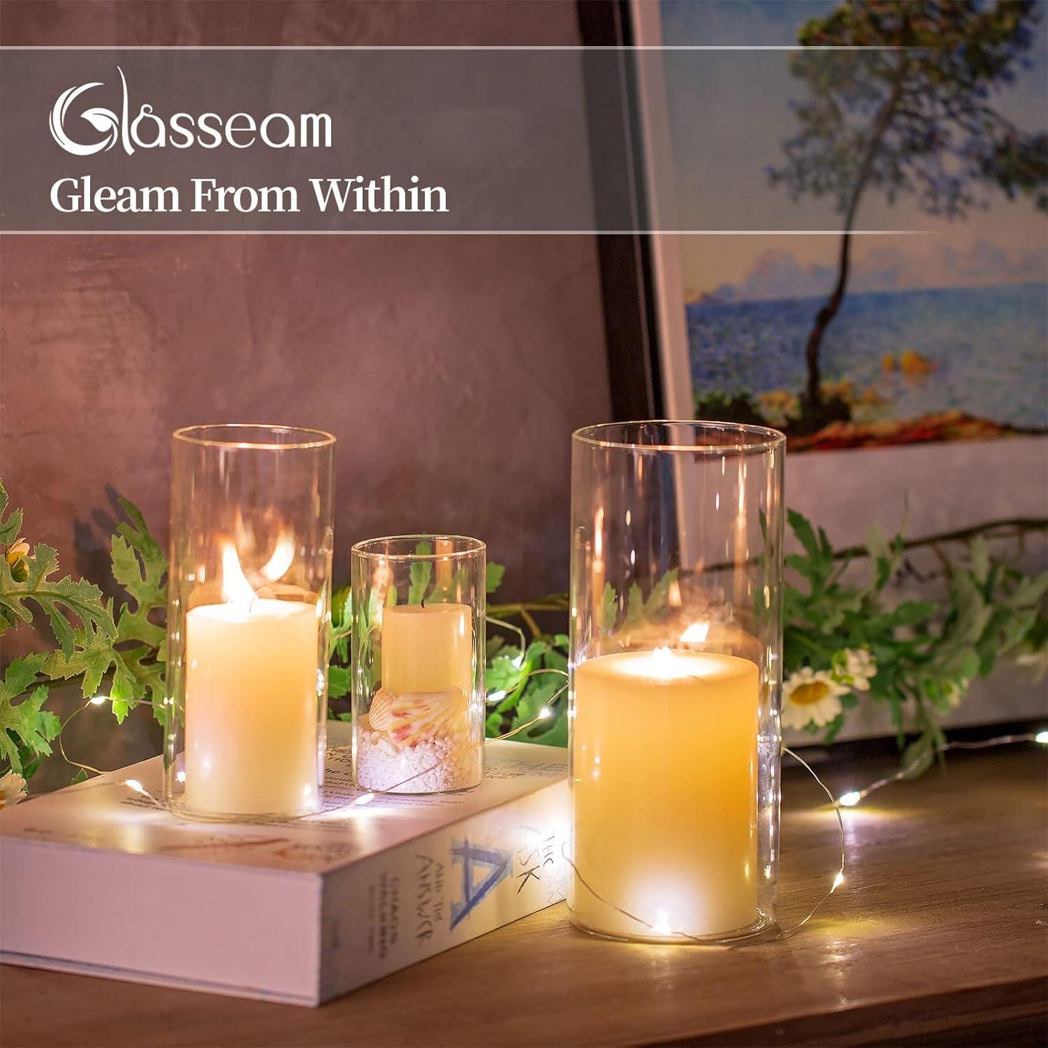 Modernes Glas Kerzenhalter Set für Stumpenkerzen Teelicht