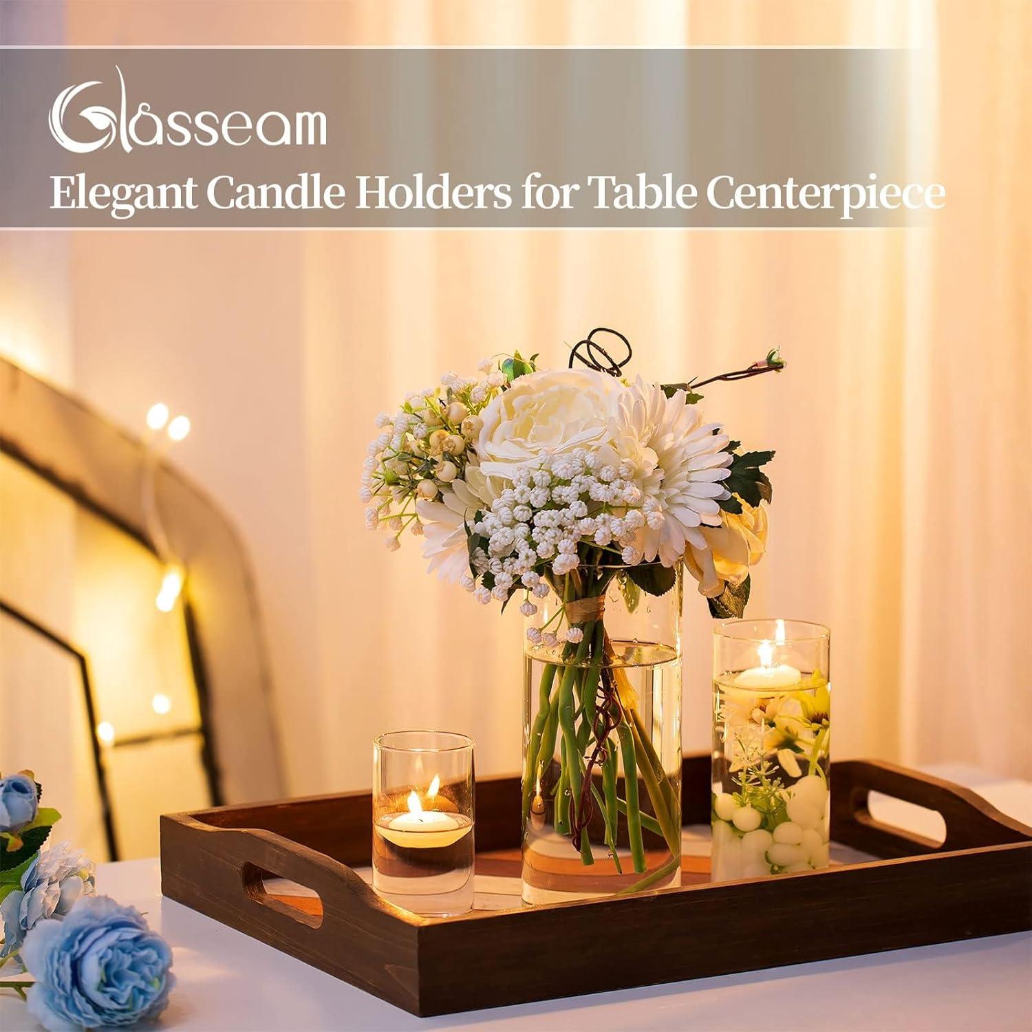 Dekoratives Glas Kerzenhalter Set für Stumpen- & Teelichtkerzen