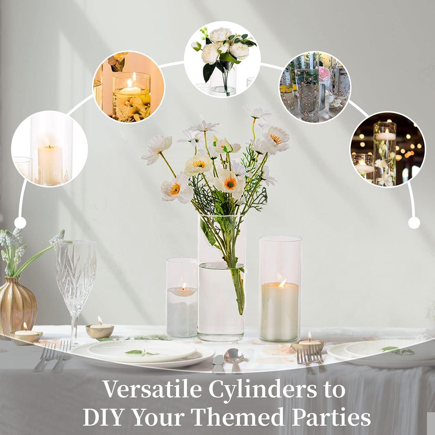 Kerzenhalter Glas Set Modern Windlicht Stumpenkerzen Vasen Tischdeko