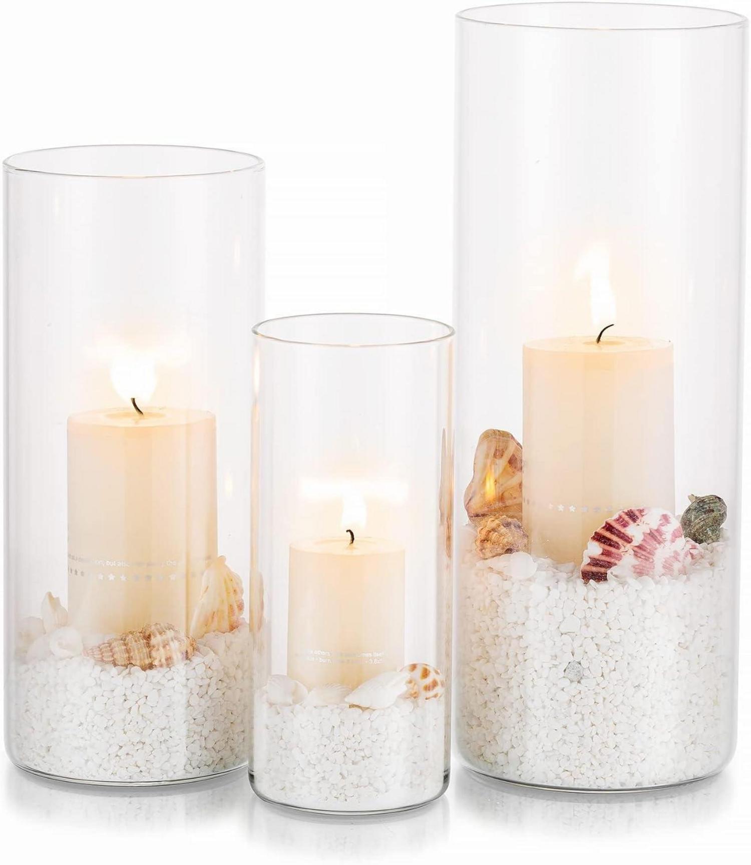 Moderne Glas Kerzenhalter Set Stumpenkerzen Teelicht Vasen Hochzeit