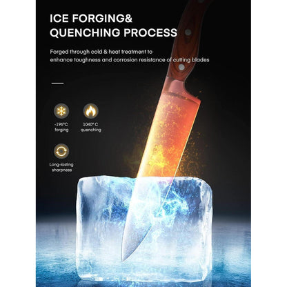 Messerblock Messerset 16-TLG Messer mit Holzgriff Kochmesser