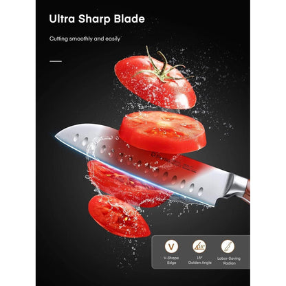 Messerblock Messerset 16-TLG Messer mit Holzgriff Kochmesser