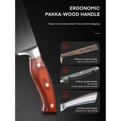 Messerblock Messerset 16-TLG Messer mit Holzgriff Kochmesser