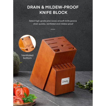 Messerblock Messerset 16-TLG Messer mit Holzgriff Kochmesser