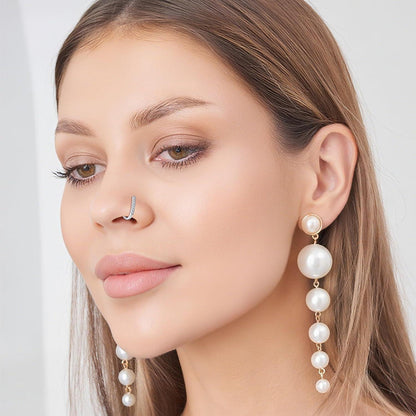 Fake Nasenpiercing Set 9 Stück Edelstahl Silber Stil 2