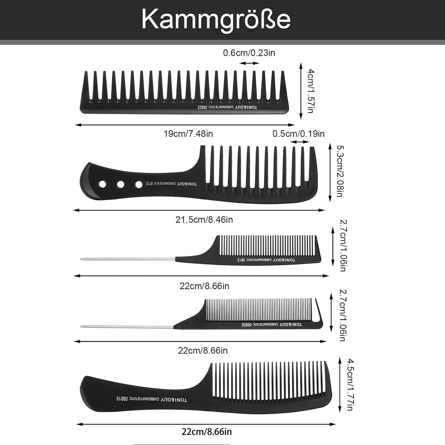 5-teiliges HaarKamm Set für Männer und Frauen, Profi Friseur